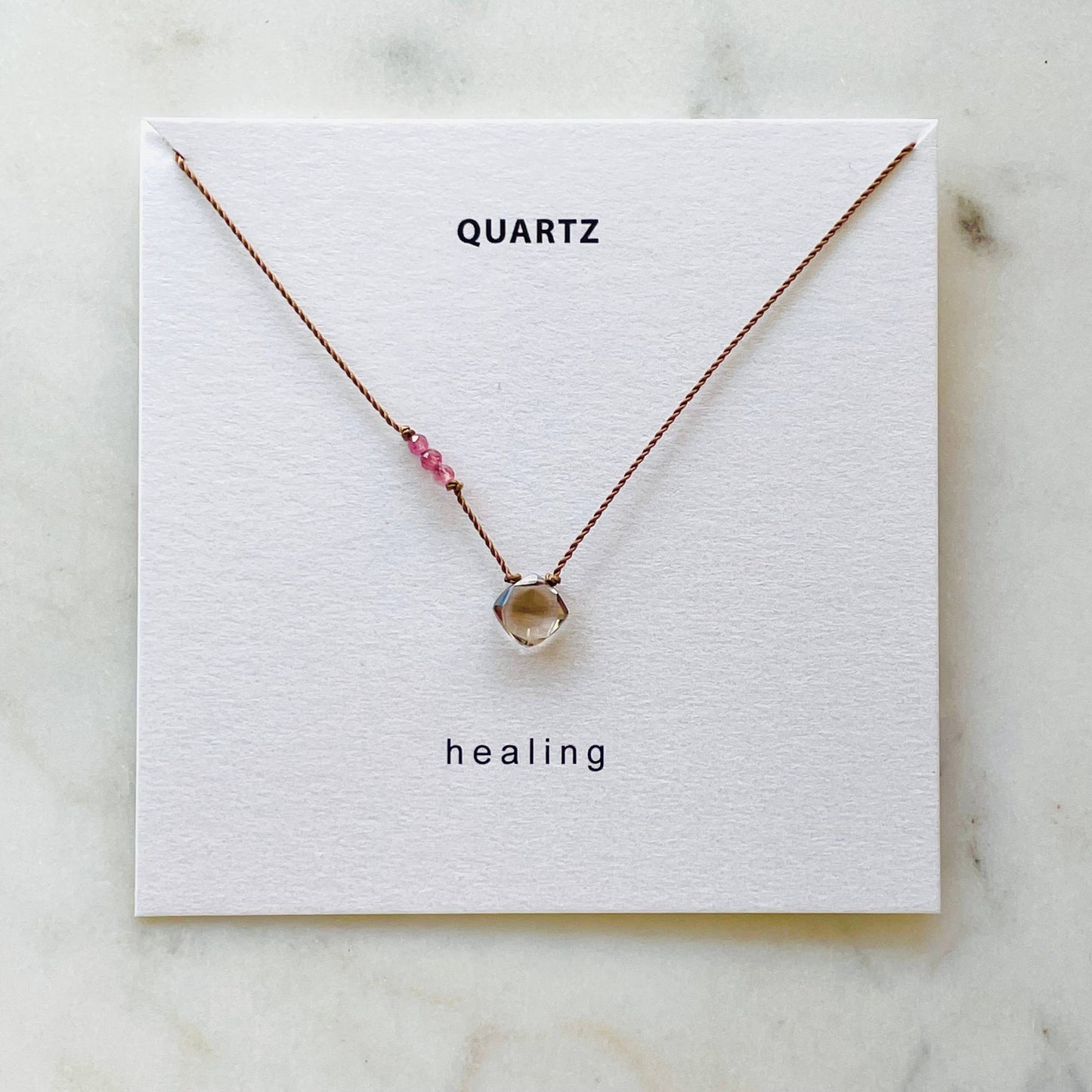 Smoky Quartz and Pink Tourmaline Healing Necklace