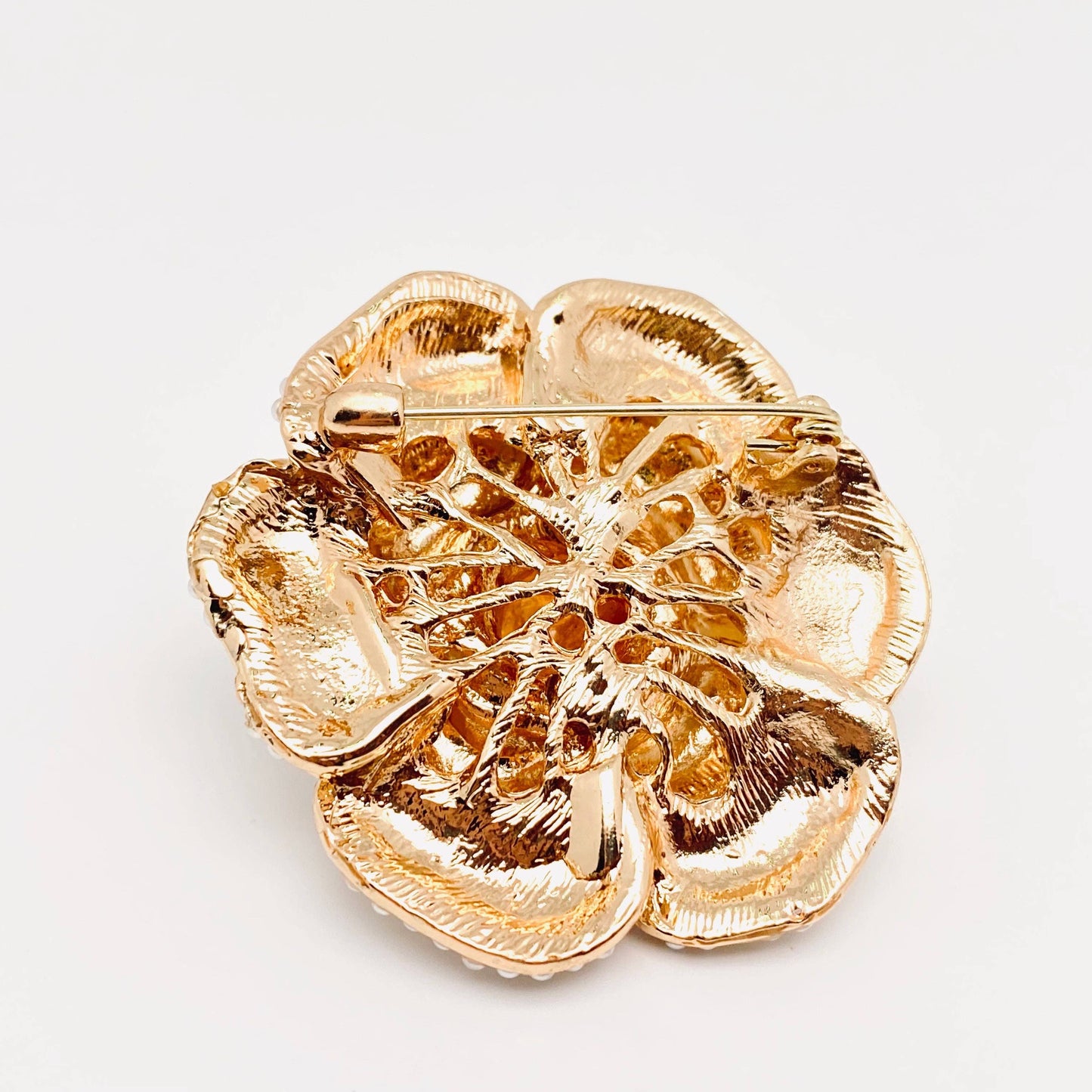 Camellia Pearl Enamel Brooch Cloth Pin
