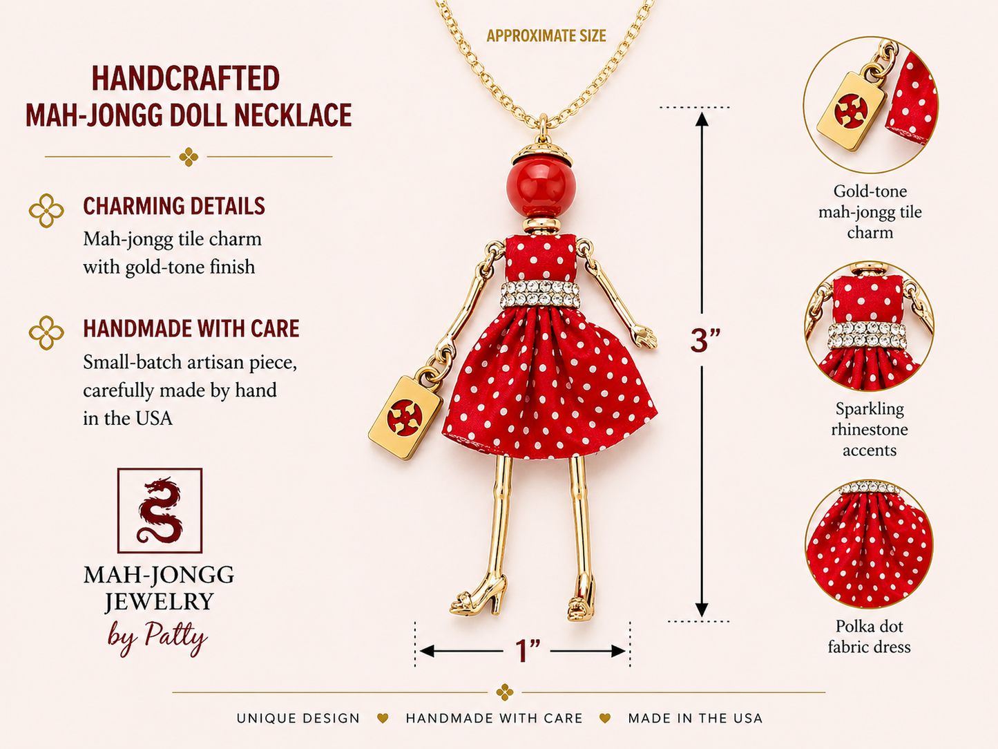 Mah Jongg Doll Trinket Necklace