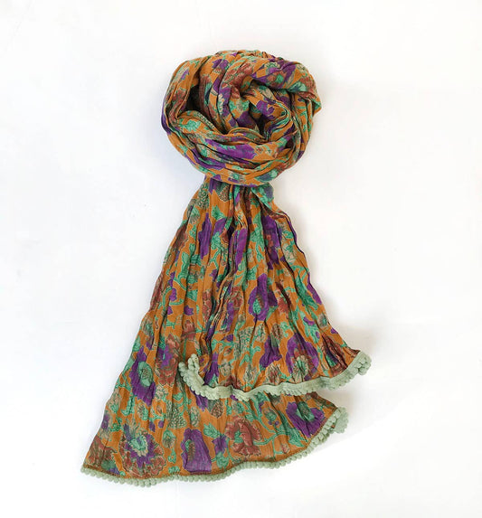 Retro Bloom Crinkled Scarf