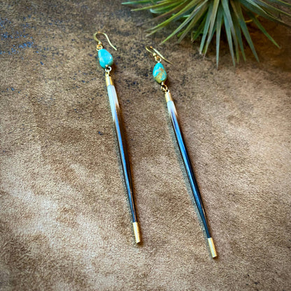 Porcupine Quill & Turquoise Earrings