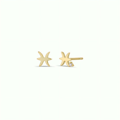 Pisces Zodiac Gold Earrings