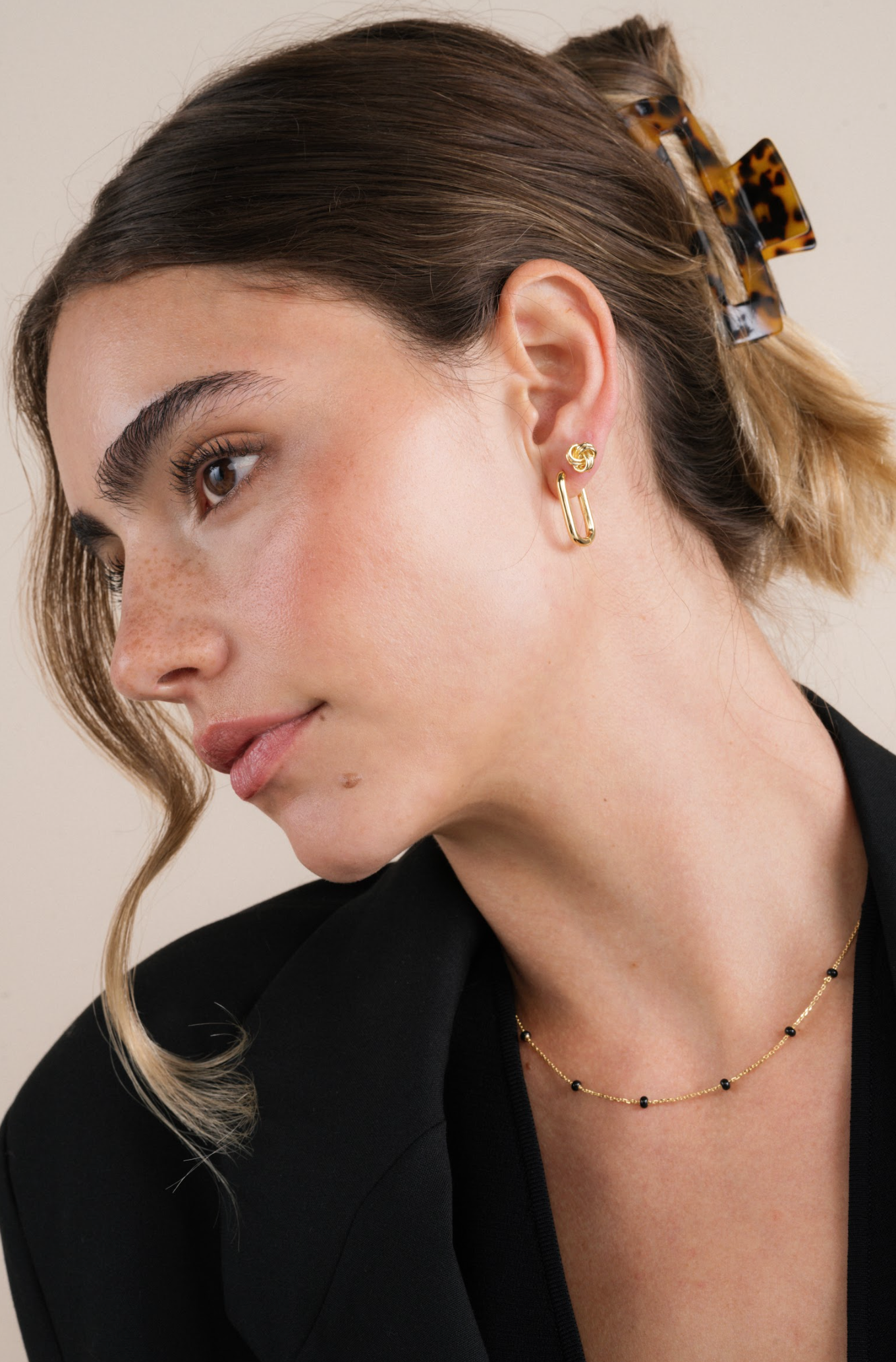 Large Rectangle Gold Hoop Earrings