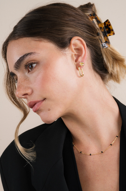 Large Rectangle Gold Hoop Earrings