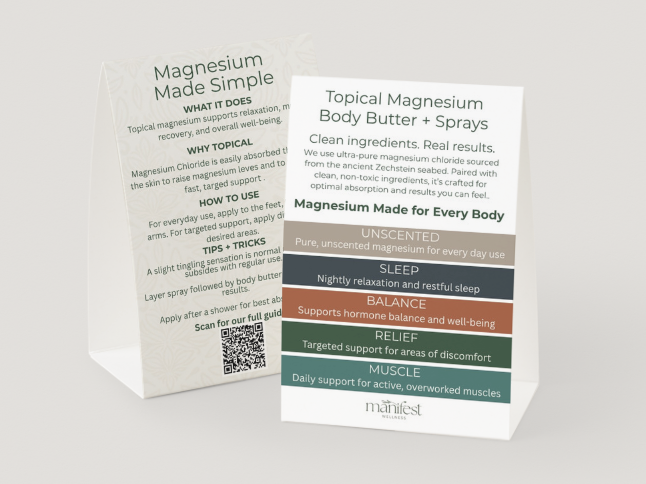 Shelf Talker Double-Sided Magnesium Butter/Magnesium Spray