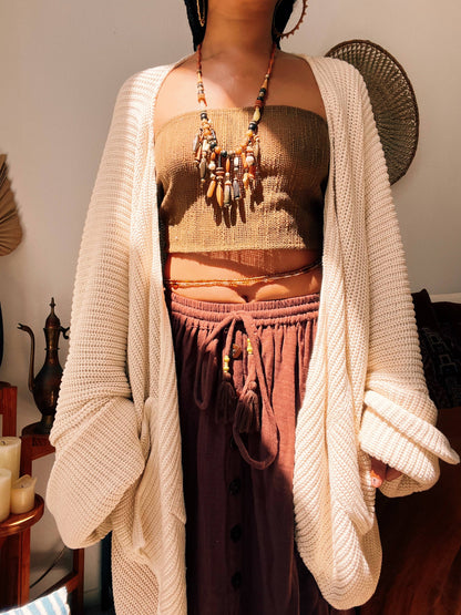 Bohemian Oversized Cardigan Sweater - 100% Organic Cotton