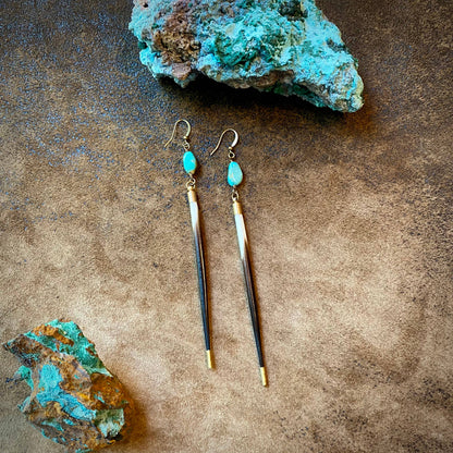 Porcupine Quill & Turquoise Earrings