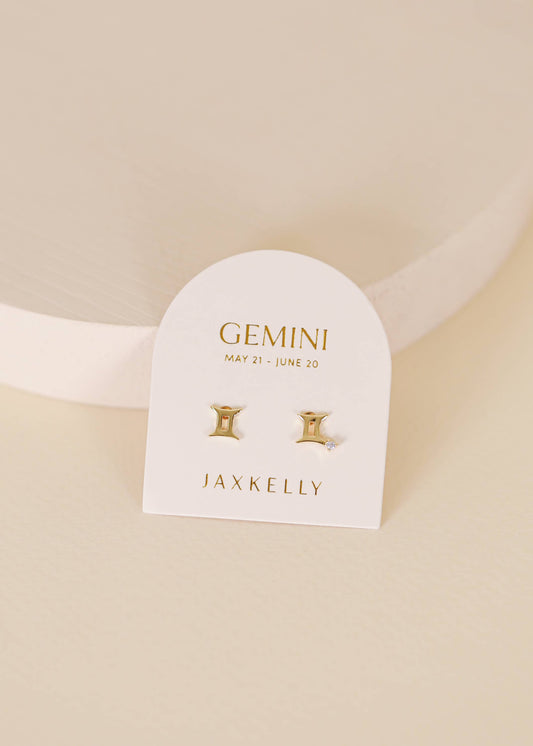 Gemini Zodiac Gold Earrings