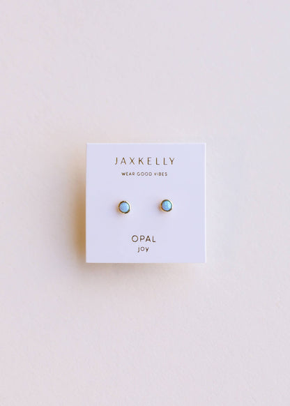 Fire Opal Simple Stud Gold Earrings
