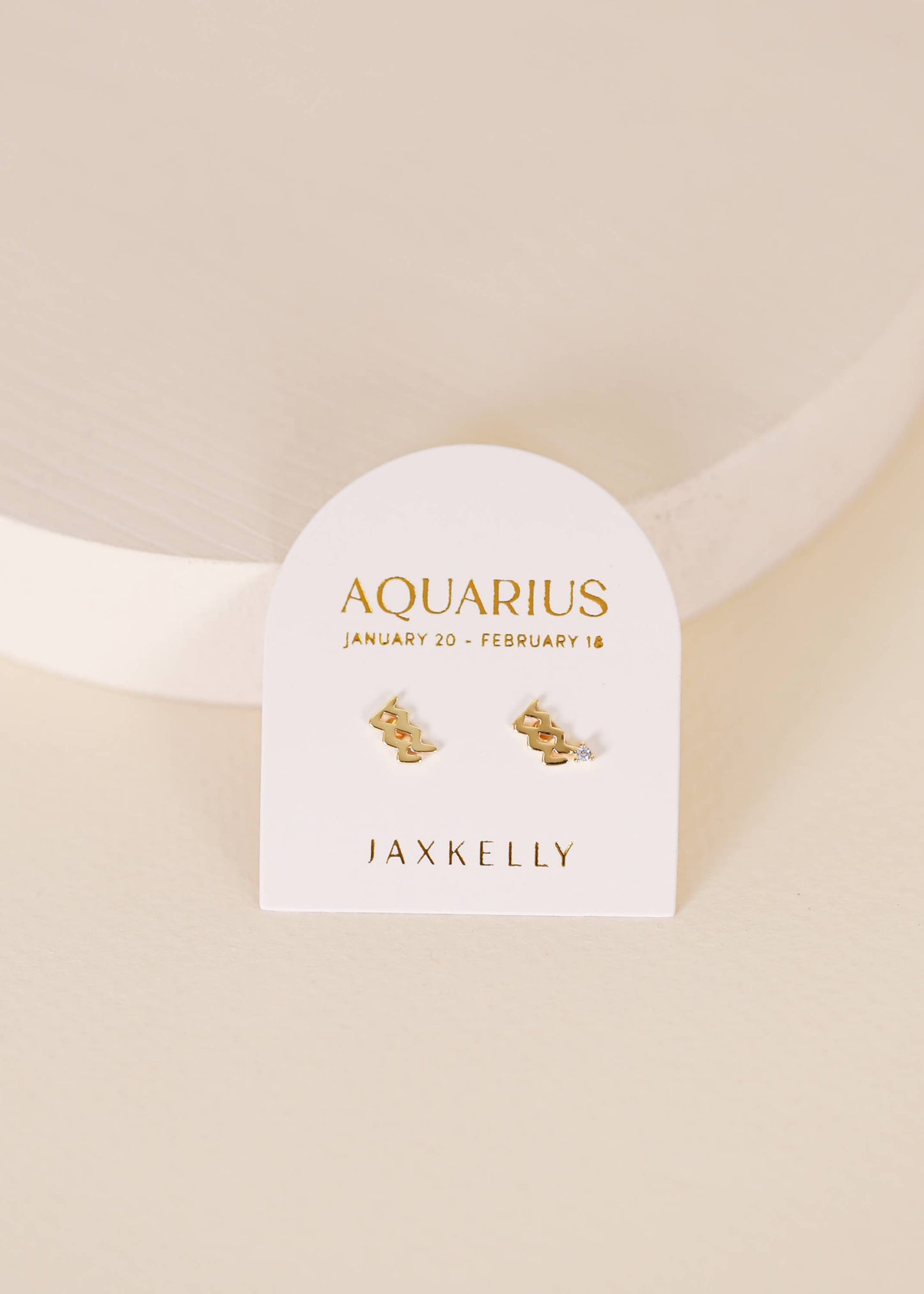 Aquarius Zodiac Gold Earrings