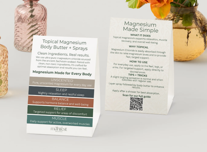 Shelf Talker Double-Sided Magnesium Butter/Magnesium Spray