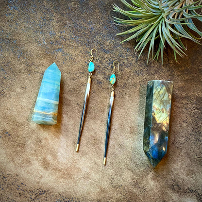 Porcupine Quill & Turquoise Earrings