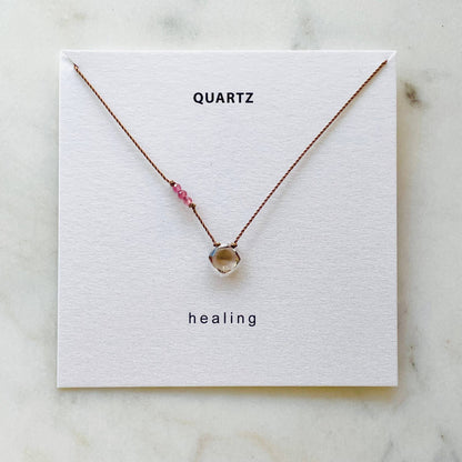 Smoky Quartz and Pink Tourmaline Healing Necklace