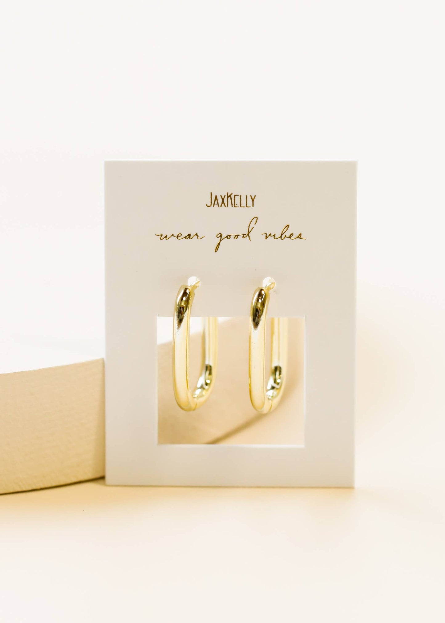 Large Rectangle Gold Hoop Earrings