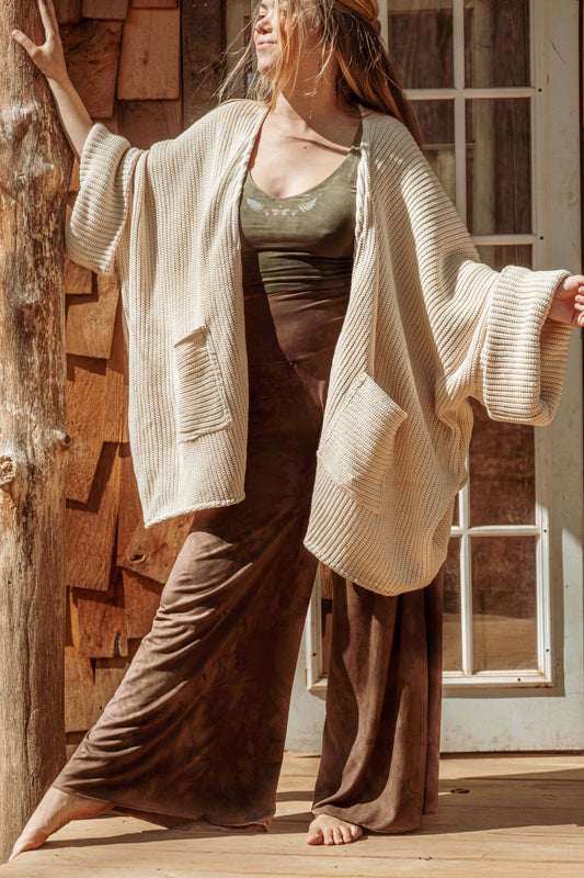 Bohemian Oversized Cardigan Sweater - 100% Organic Cotton