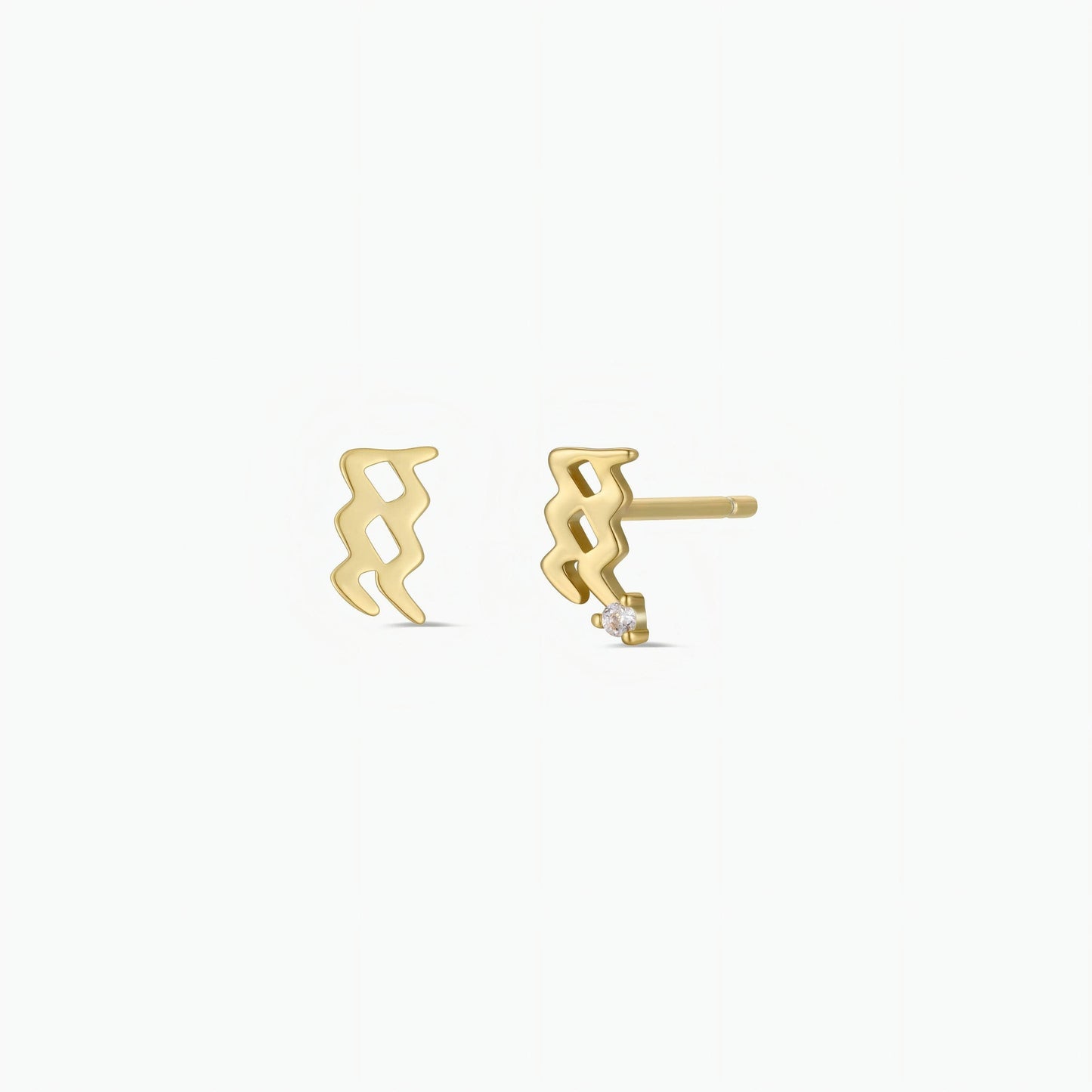 Aquarius Zodiac Gold Earrings