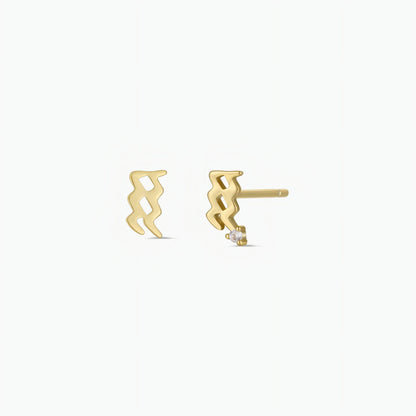 Aquarius Zodiac Gold Earrings