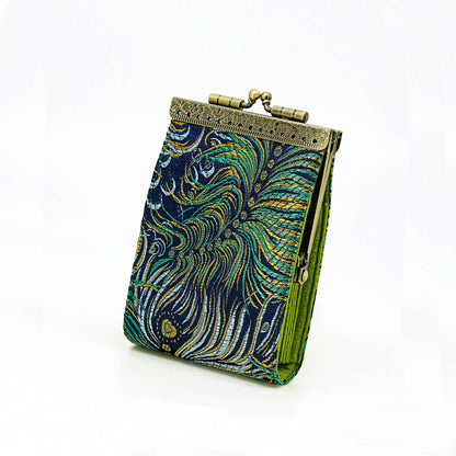 Peacock Brocade Card Holder / Wallet