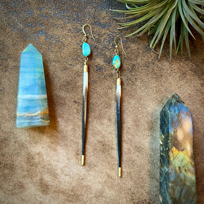 Porcupine Quill & Turquoise Earrings
