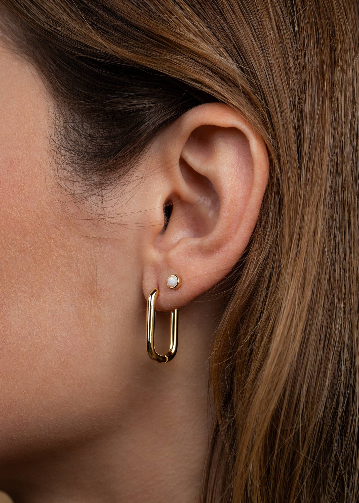 Large Rectangle Gold Hoop Earrings