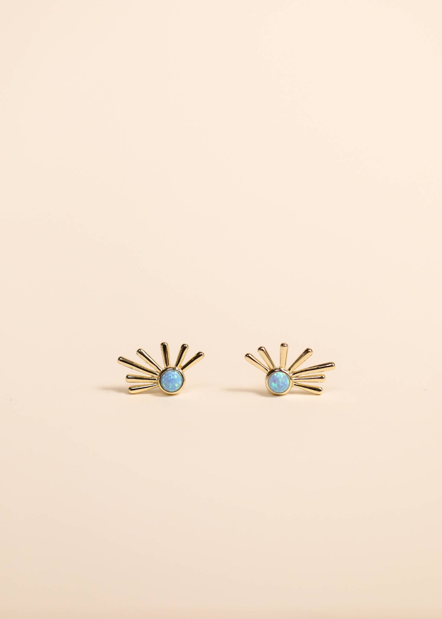 Sun Ray Fire Opal Gold Earrings