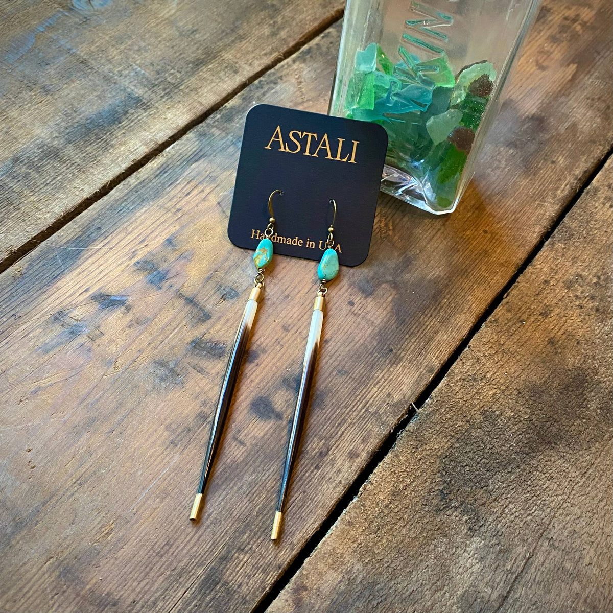 Porcupine Quill & Turquoise Earrings