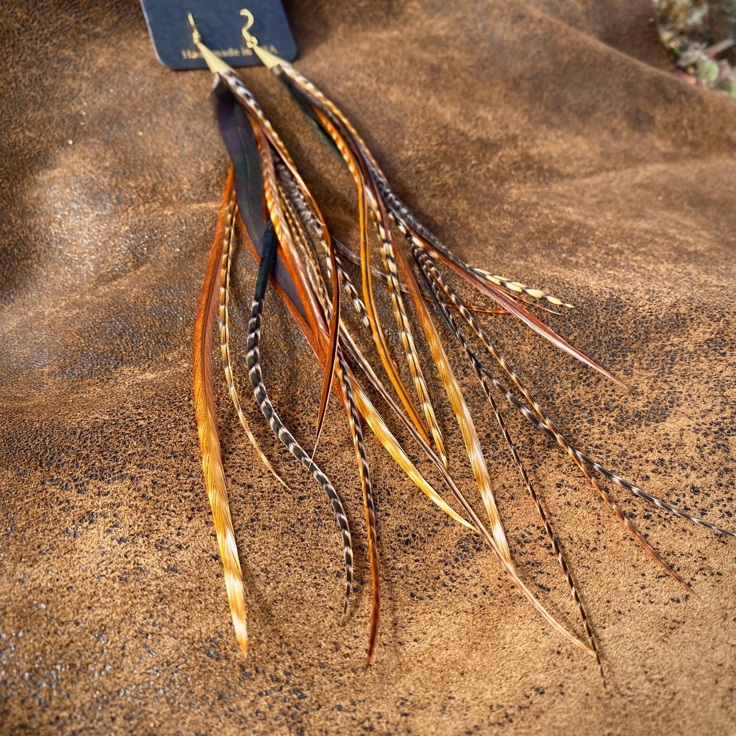 Long Feather & Cone Earrings