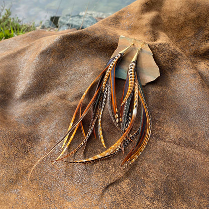Long Feather & Cone Earrings