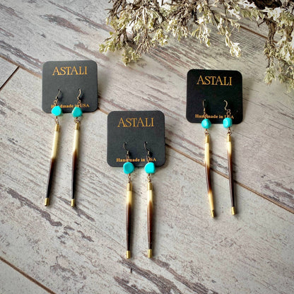 Porcupine Quill & Turquoise Earrings