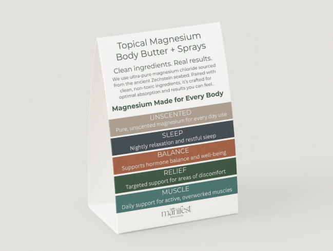 Shelf Talker Double-Sided Magnesium Butter/Magnesium Spray