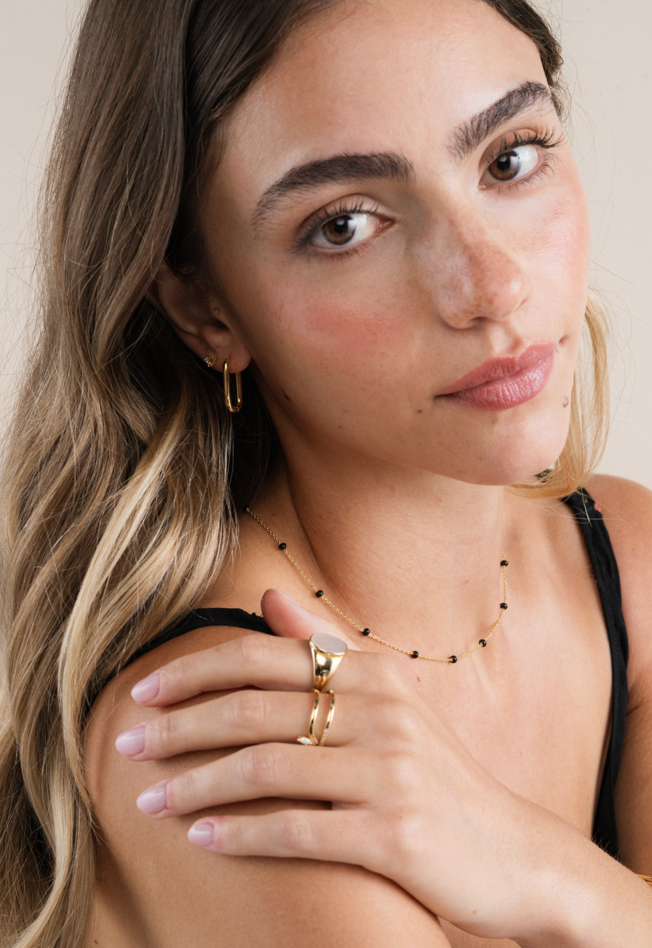 Large Rectangle Gold Hoop Earrings
