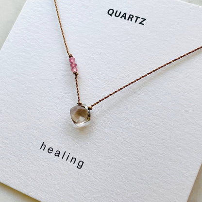 Smoky Quartz and Pink Tourmaline Healing Necklace