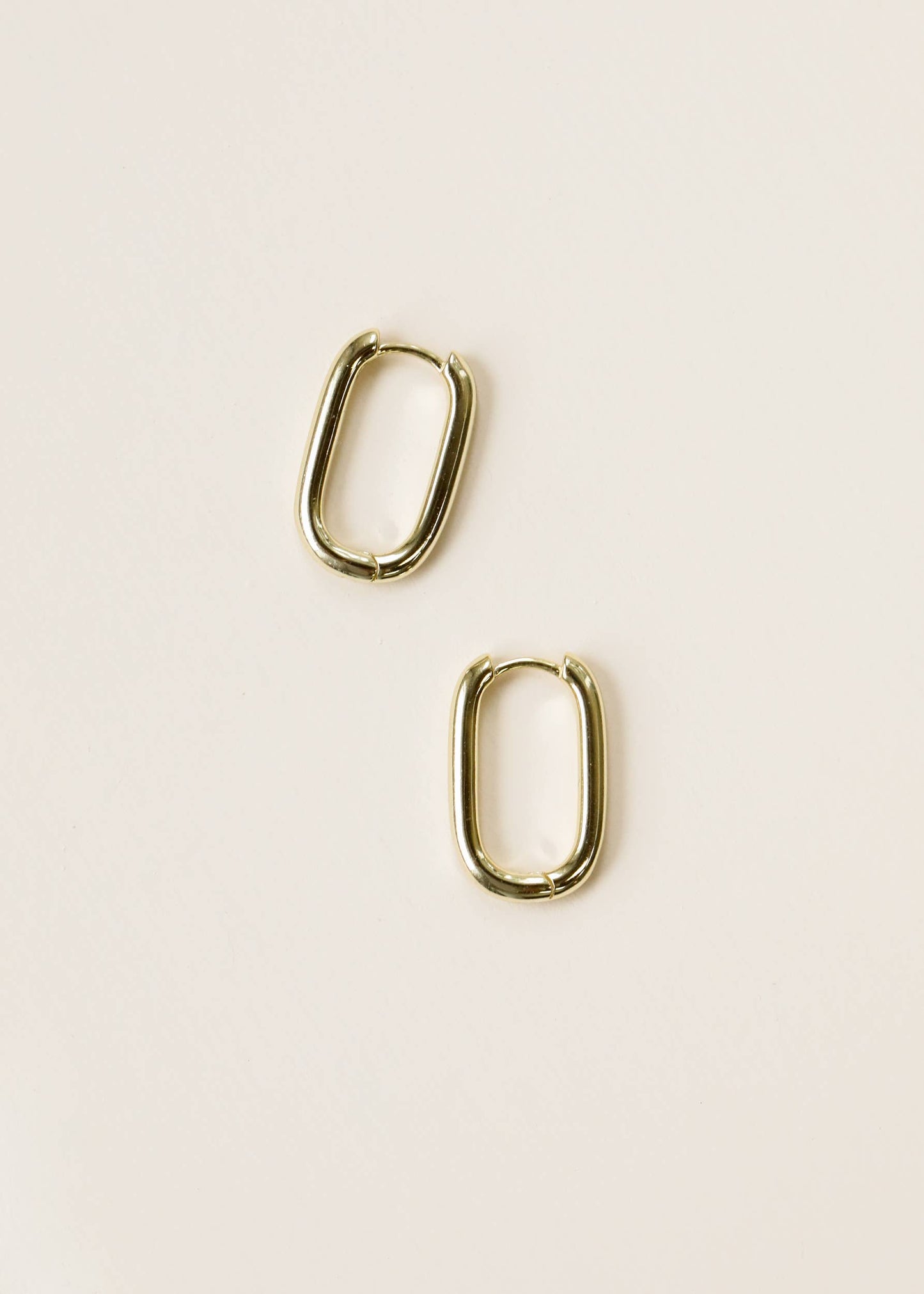 Large Rectangle Gold Hoop Earrings