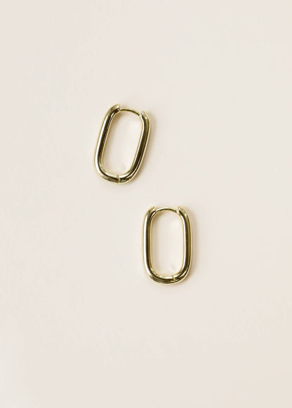 Large Rectangle Gold Hoop Earrings
