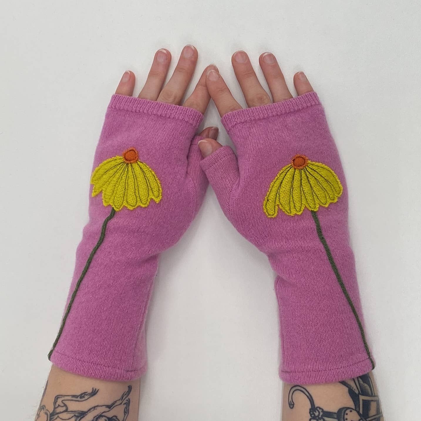 Fingerless Cashmere Gloves - Coneflower (Multiple Colors)