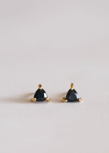 Black Tourmaline Mini Energy Gem Gold Earrings
