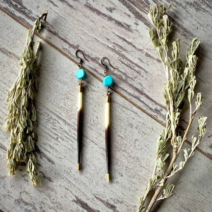 Porcupine Quill & Turquoise Earrings