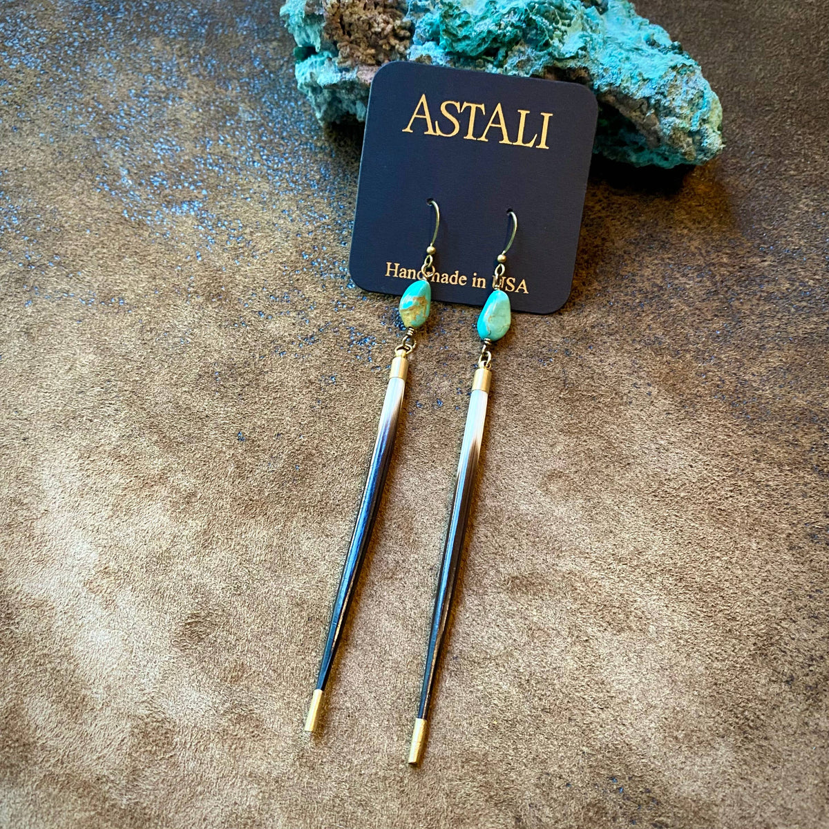 Porcupine Quill & Turquoise Earrings