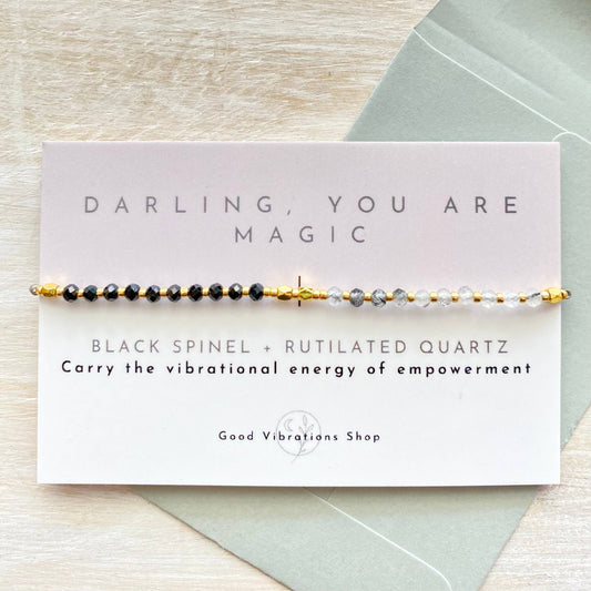 Darling You Are Magic Bracelet — Black Spinel and Rutilated Quartz empowerment bracelet

