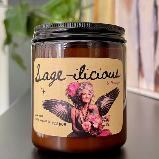 Sage-ilicious Candle — sage citrus amber scented ritual candle for bold midlife women
