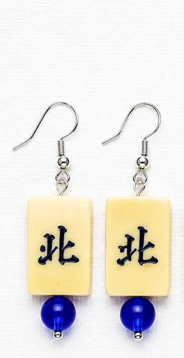Tiny Bone Mah Jongg Earrings