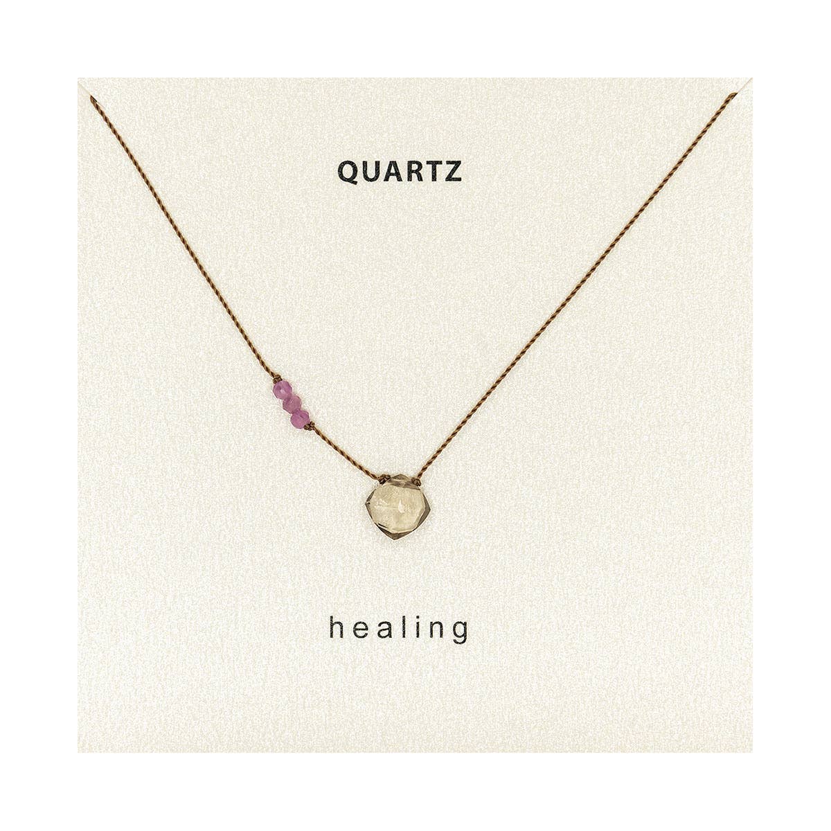 Smoky Quartz and Pink Tourmaline Healing Necklace