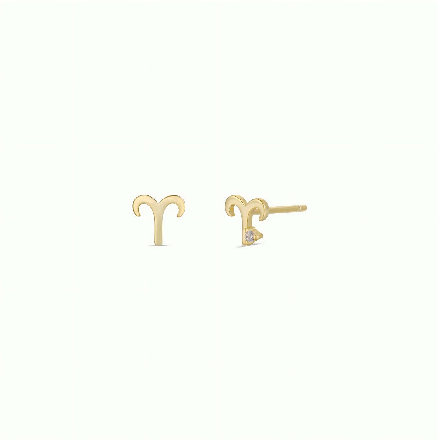 Aries Zodiac Gold Earrings