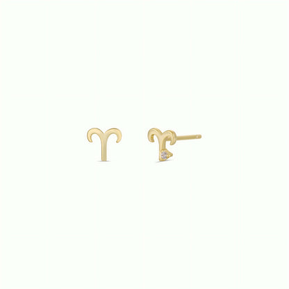 Aries Zodiac Gold Earrings