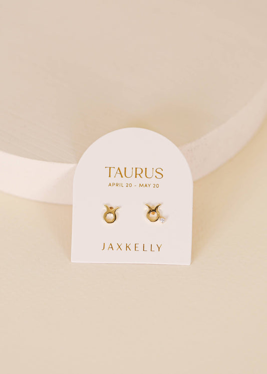 Taurus Zodiac Gold Earrings