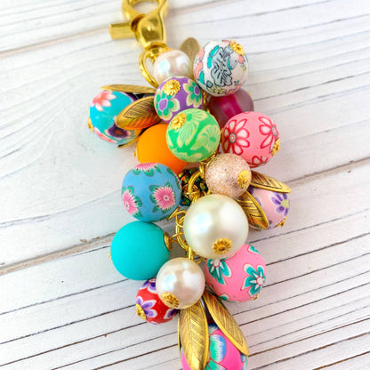 Bright Floral Purse Charm & Keychain