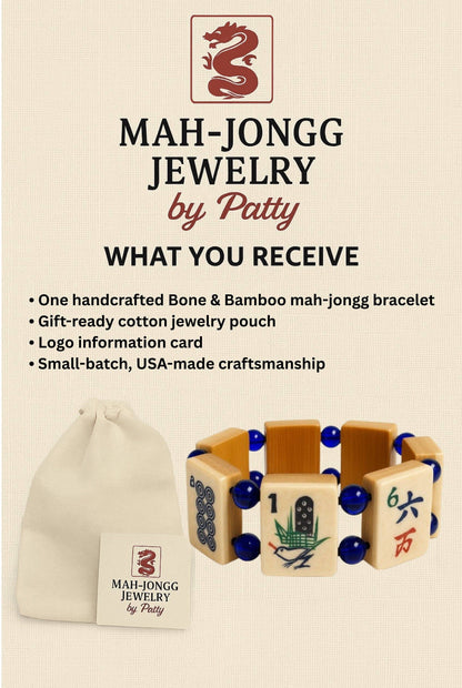 Mah-Jongg Jewelry by Patty - Vintage Handmade Bone & Bamboo Mah-Jongg Bracelet