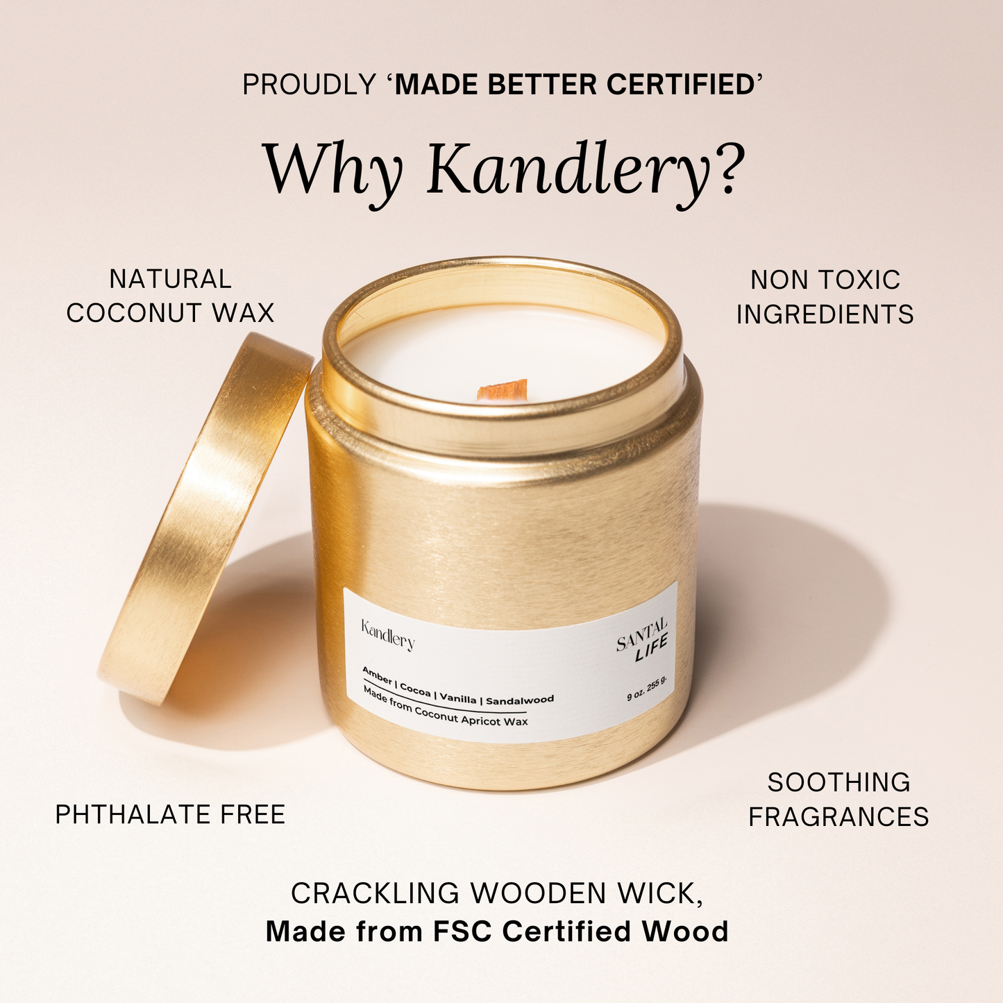 White Label Candle | 9 oz Gold Jar Eco Luxury | Coconut Wax