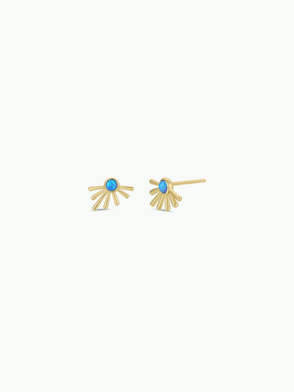 Sun Ray Fire Opal Gold Earrings