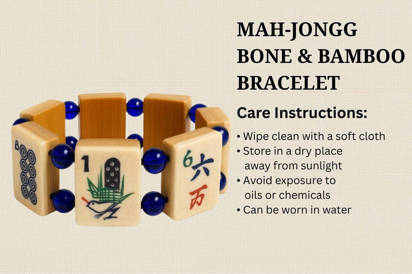 Mah-Jongg Jewelry by Patty - Vintage Handmade Bone & Bamboo Mah-Jongg Bracelet